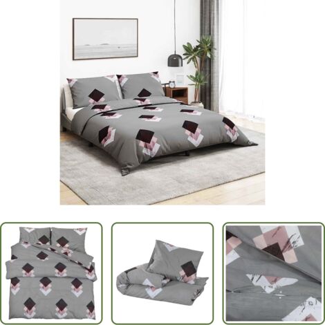 Copripiumino cotone -  Set Copripiumino Grigio 155x220 cm in Cotone