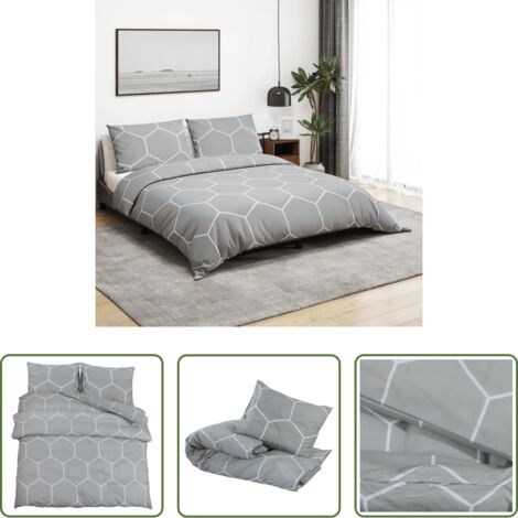 Copripiumino cotone -  Set Copripiumino Grigio 200x200 cm in Cotone