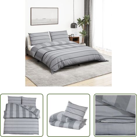 Copripiumino cotone -  Set Copripiumino Grigio 200x220 cm in Cotone