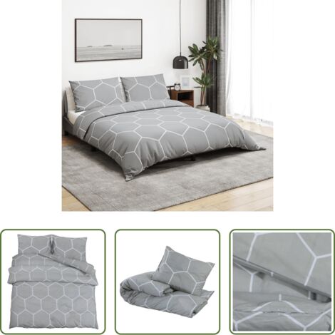 Copripiumino cotone -  Set Copripiumino Grigio 260x220 cm in Cotone