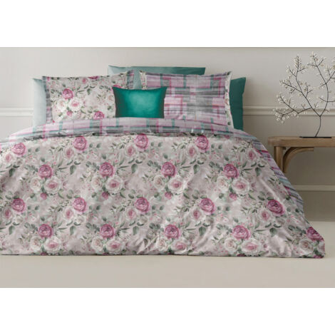 Copripiumino Double Face Matrimoniale Digitale Cotone Percalle Pink Linea Loft