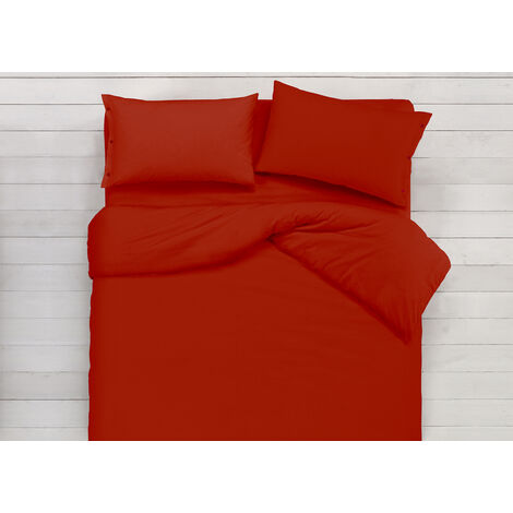 Copripiumino In 100% Cotone Double Face Rosso, misuraSingolocoloreRosso