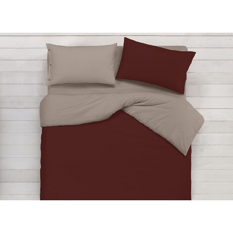 Copripiumino In 100% Cotone Double Face Tortora/Marrone, misuraSingolocoloreTortora-Marrone
