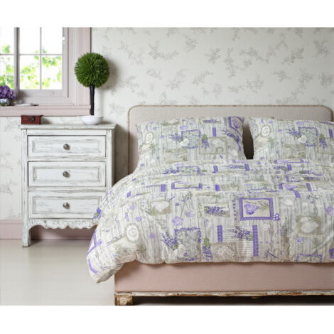 COPRIPIUMINO LAVANDA Provenzale CHÉRIE in Puro Cotone Made in Italy Cm. 250x200