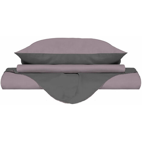 Copripiumino Matrimoniale con Sacco e Federe Doubleface Rosa Antico/Fumo
