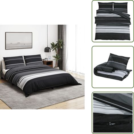 Copripiumino morbido - vidaXL Set Copripiumino Nero e Bianco 260x240 cm in Cotone - Copripiumino elegante