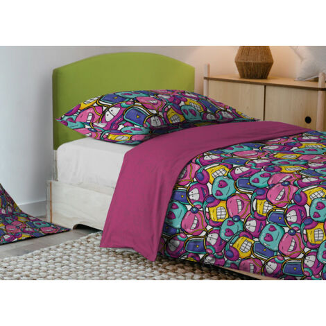 Copripiumino Sacco Piumone Freestyle Per Ragazzi 100% Cotone Digitale Pop, misuraPiazza E MezzacolorePop