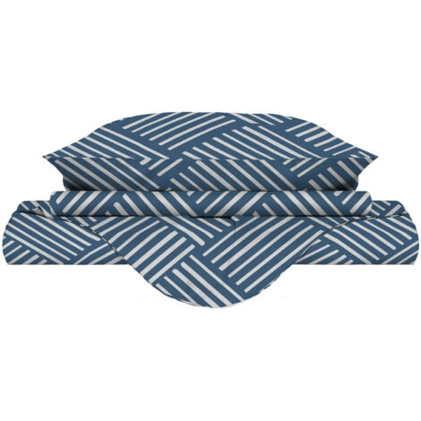 Copripiumino Singolo con Federe Stampato in Microfibra City Life Blue