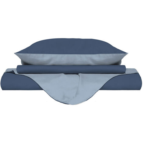 Copripiumino Singolo con Sacco e Federe Doubleface Avio/Azzurro