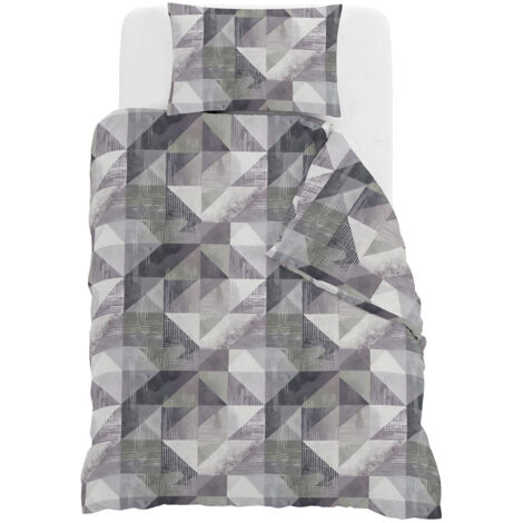 Copripiumino Singolo con Stampa sul Sacco e Federa Linea River Sepik Grey