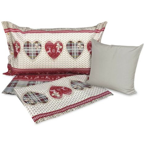 COPRIPIUMINO tirolese BALME CON CUSCINO arredo in puro cotone Cm. 200X200