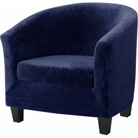 Copripoltrona a vasca da 2 pezzi, copripoltrona elasticizzato in velluto con design 2 in 1 migliorato, copridivano antiscivolo per poltrone da club (blu navy, velluto)