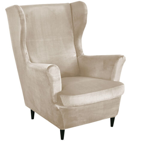 COPRIPOLTRONA A VENTO IN VELLUTO ELASTICO BEIGE FRESCO [22E12]