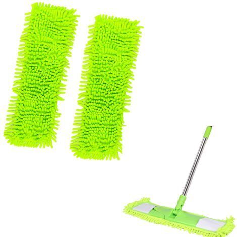 Copriscopa in ciniglia/microfibra 40 x 12 cm – Verde – Lavabile e riutilizzabile per pavimenti, confezione da 2