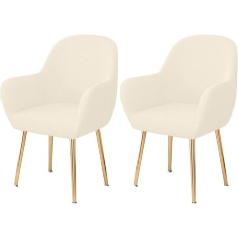 Coprisedia elastico con braccioli, sfoderabile, lavabile, in morbido spandex, per sedia da ufficio – Beige – 2 pezzi