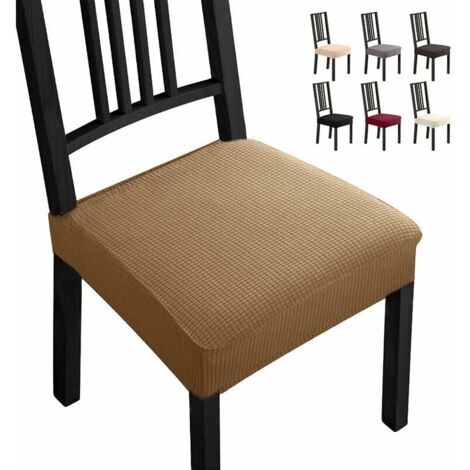 Coprisedie da pranzo universali in spandex, 4 pezzi, coprisedie rimovibili, facili da pulire e resistenti (confezione da 4, cammello)