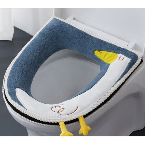 Coprisedile per WC, Cuscini per sedile WC universali con cerniera, Cuscino per sedile WC in pelle antibatterico impermeabile, Blu