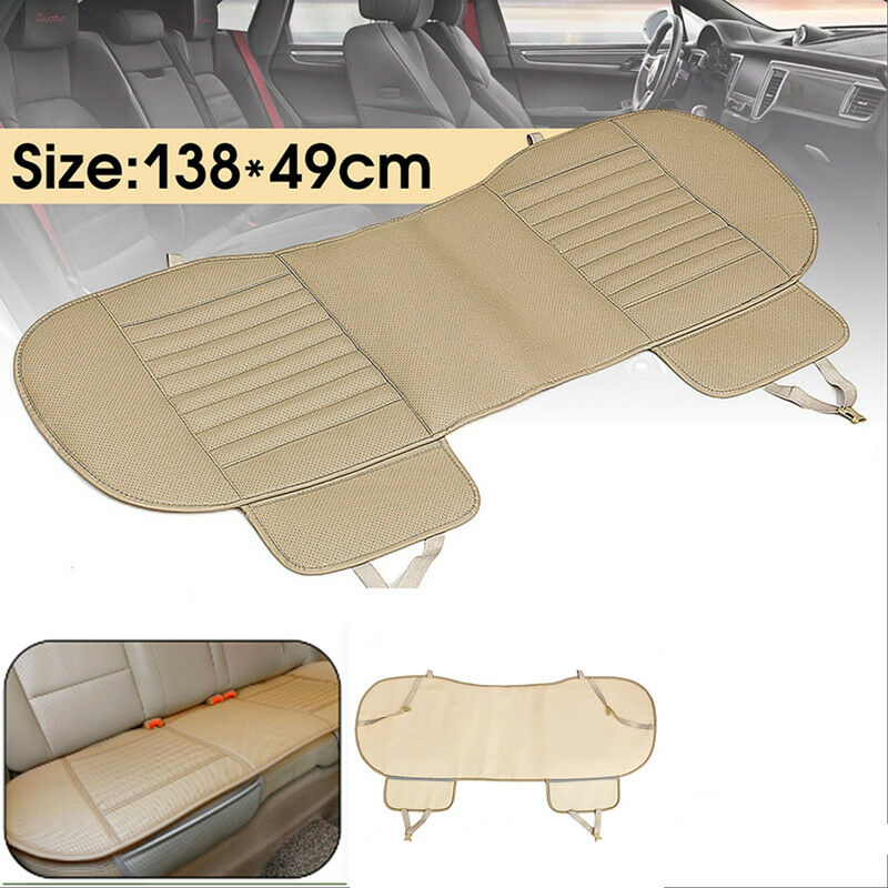 Image of Tappetino per cuscino per sedia per auto in bambù traspirante universale in pelle PU (beige, posteriore (1pc))