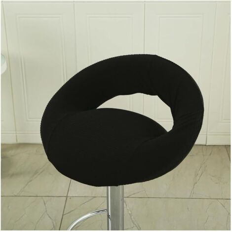 Coprisedile rotondo elasticizzato per sgabello da bar con schienale cavo, coprisedile lavabile per sgabello da bar, protezione per sgabello girevole da cucina (nero, 2 pezzi)