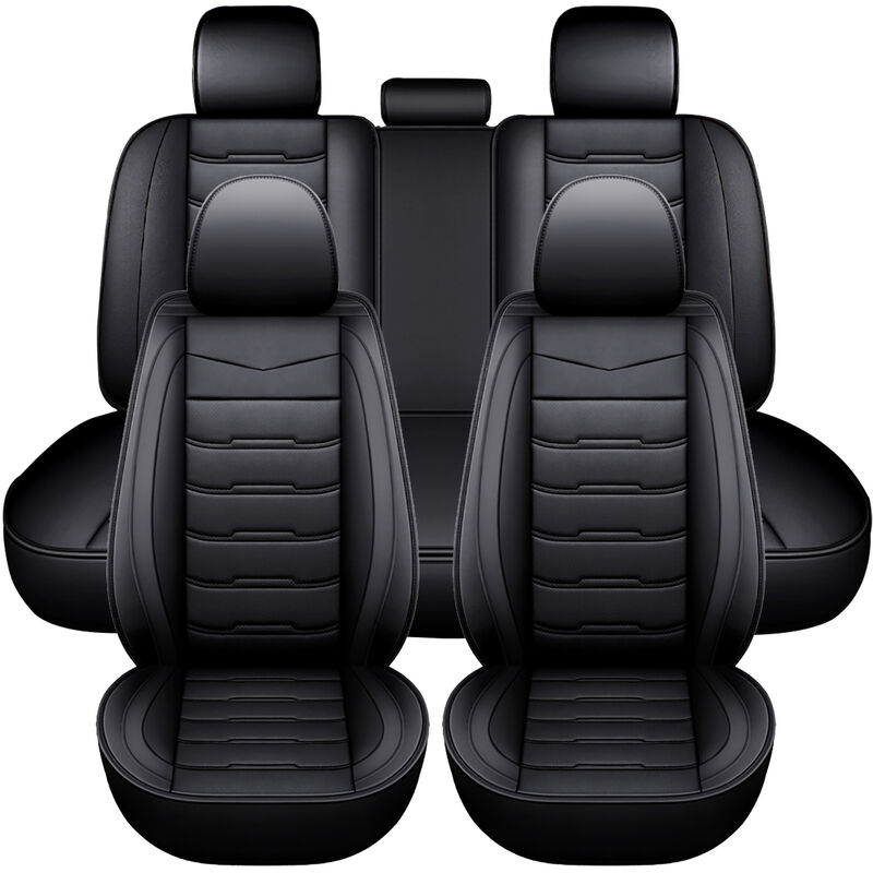 Image of Coprisedile universale per auto Cuscino per sedile in pelle pu a 5 posti nero ZebraA