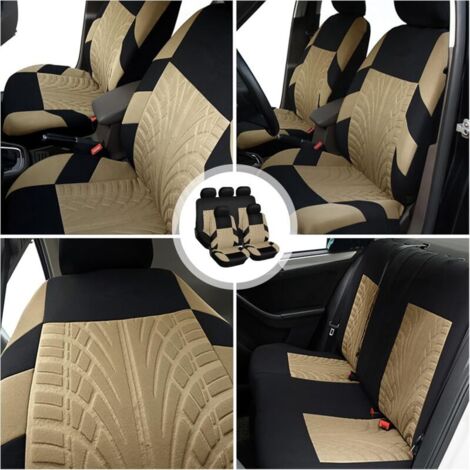 Coprisedili per auto, set di 9 coprisedili in pelle per auto, coprisedili universali (Rice)