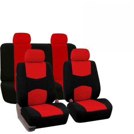 Coprisedili piatti in tessuto per auto, che coprono sia la parte anteriore che quella posteriore, disponibili in rosso e nero con omaggi, accessori universali per interni di auto, camion e SUV.
