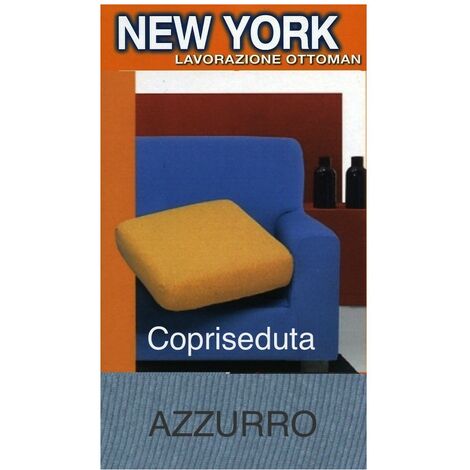Copriseduta Divano New York Azzurro - Tessuto Elasticizzato a Costine Antipilling - Made in Italy copriseduta 1posto 60x60