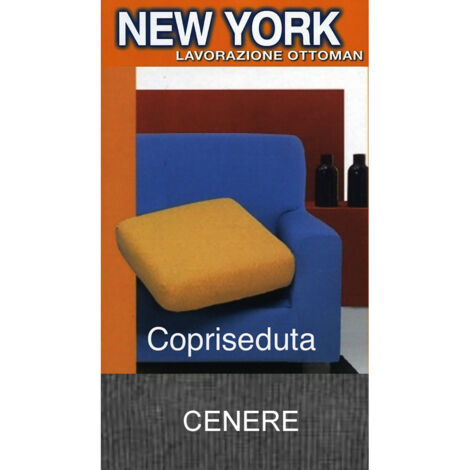 Copriseduta Divano New York Cenere - Tessuto Elasticizzato a Costine Antipilling - Made in Italy copriseduta 2posti cm. 120x60