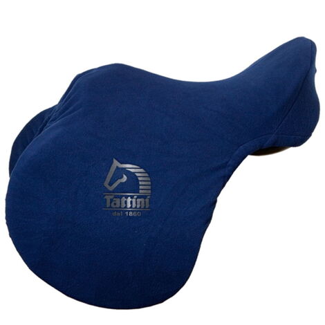 Coprisella inglese in morbido pile con logo Tattini: Taglia unica, Blu