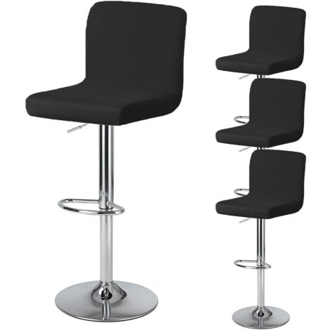 Coprisgabello da bar con schienale, coprisedia girevole da pranzo, coprisedia da bar alto elasticizzato, 4 pezzi, nero