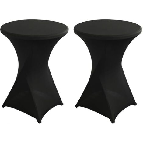 Copritavoli da bar, set da 2, copritavoli elastici per tavoli da bar, copritavoli per tavoli da bar, zona piedi rinforzata, non stirabili e lavabili in lavatrice (Ø70 x 110 cm, nero)