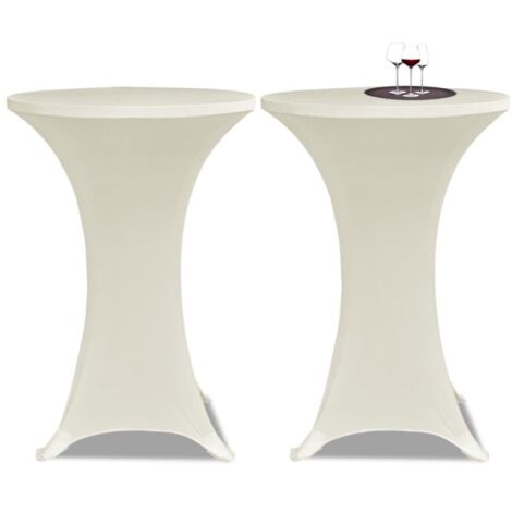 Copritavolo 60 cm Crema Tessuto elasticizzato 2 pezzi vidaXL