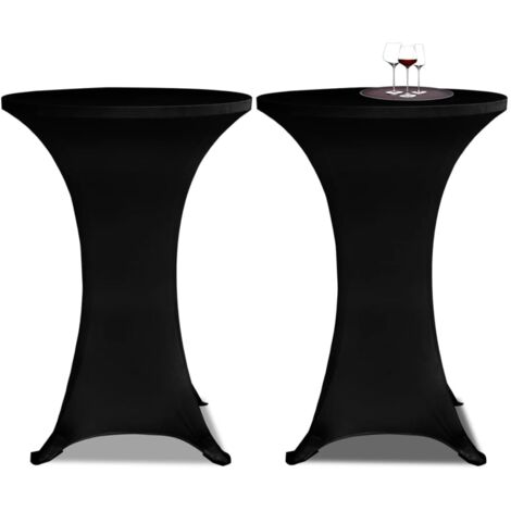 Copritavolo Ø 60 cm Nero Tessuto elasticizzato 2 pezzi vidaXL