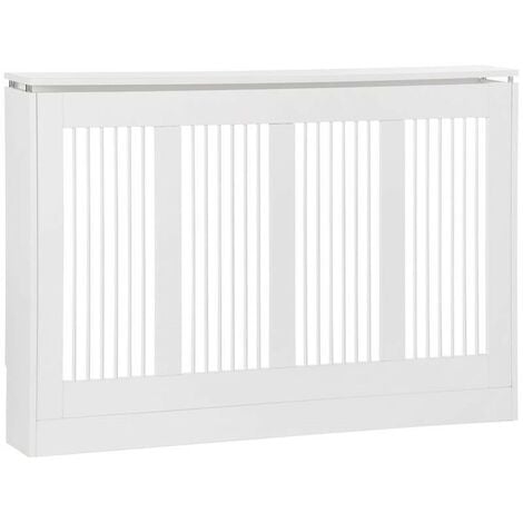 HOMCOM Copritermosifone a Doghe Moderno ed Elegante per la Casa, in MDF e  Acciaio, 60x18x84cm, Bianco