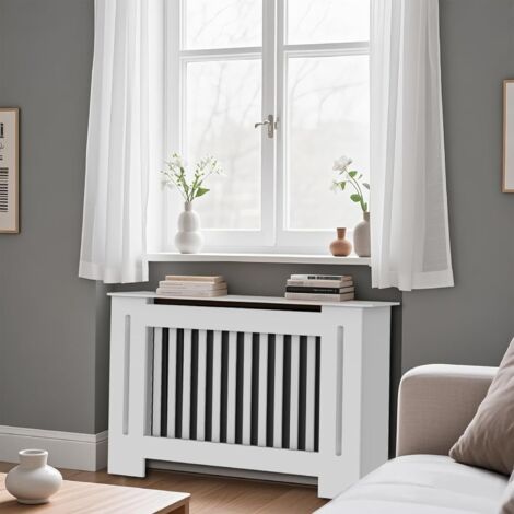 Copritermosifone Bianco in MDF Alto 90 cm 111x19x92cm