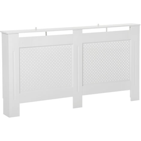Copritermosifone  MDF, Copri per Termosifone Moderna con Ripiano Superiore e Antiribaltamento per Casa e Ufficio, 151.5x82x19 cm, Bianco