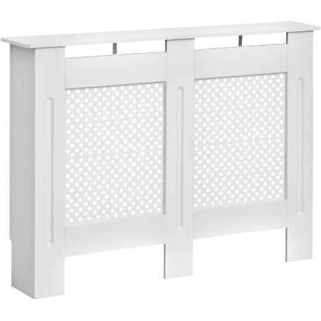 Copritermosifone Moderno a Griglia in MDF per Casa e Ufficio, 111.5x82x19 cm, Bianco