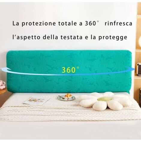 Copritestiera per letto matrimoniale, copritestiera per letto matrimoniale, copritestiera elasticizzato lavabile e antipolvere, copritestiera, tinta unita, copritestiera, da 170 a 190 cm, verde