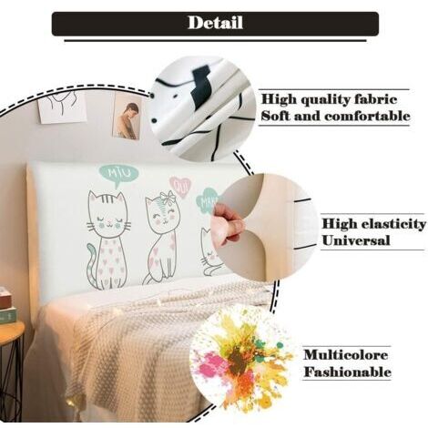 Copritestiera singolo/matrimoniale, copritestiera elastico antipolvere completo, copritestiera, decorazione per camera da letto (150 cm)