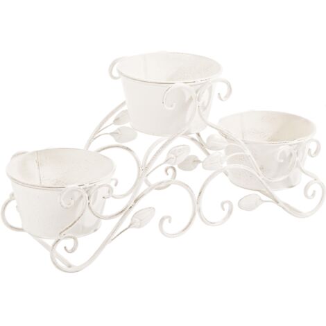 Coprivaso in acciaio verniciato a Emily 3 portavasi 61 x 20 x h 30 cm -Bianco