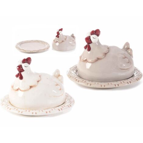 Coprivivande in Ceramica a Forma di Gallina Decorazione per Casa e Cucina Idea Regalo Set da 2