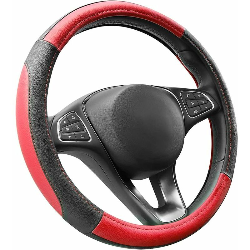 Coprivolante in Pelle Microfibra Rossa e Nera