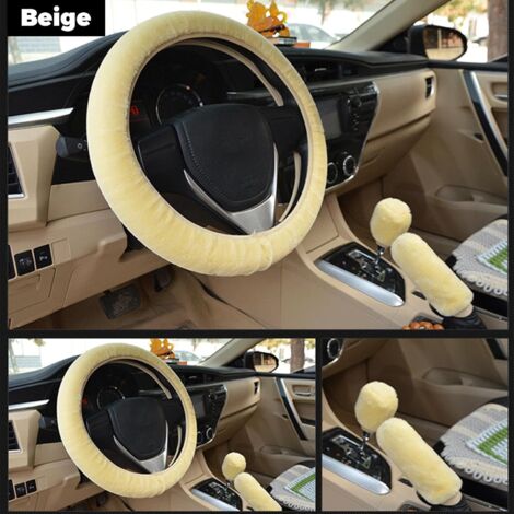 Coprivolante per auto da 3 pezzi, coprivolante in peluche, coprivolante invernale, coprivolante per auto, per volanti di un diametro, giallo