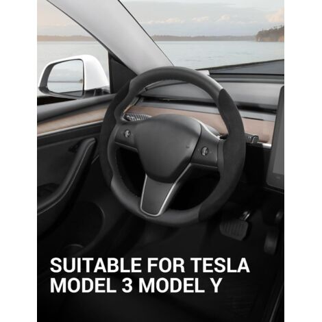 Coprivolante per Tesla Model 3 Model Y Protezione per volante Floccaggio Antiscivolo Accessori interni 2019-2024