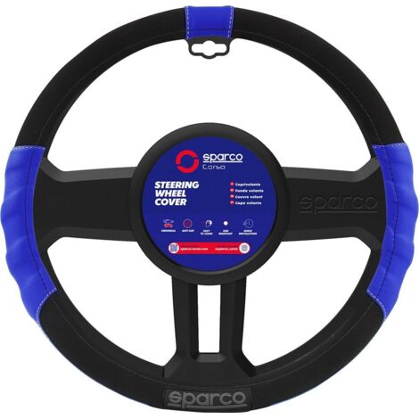 coprivolante universale per auto sparco "sport line" in poliestere blu e nero