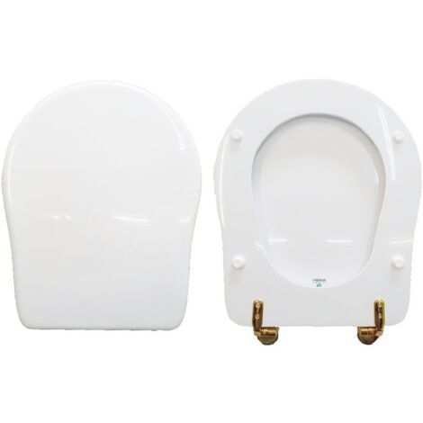 Copriwater Contea Axa legno rivestito in resina poliestere bianco cerniere oro
