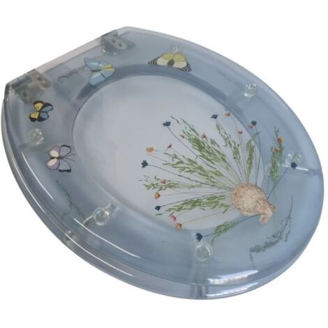 Copriwater decoro Floreale in resina trasparente forma universale