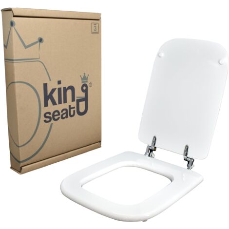 Copriwater in MDF, serie Conca della Ideal Standard, Bianco con cerniere in ottone cromato.