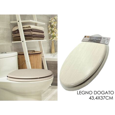 Copriwater Universale con Stampa Pietre Foglia Copri Tavoletta WC Bagno  Legno