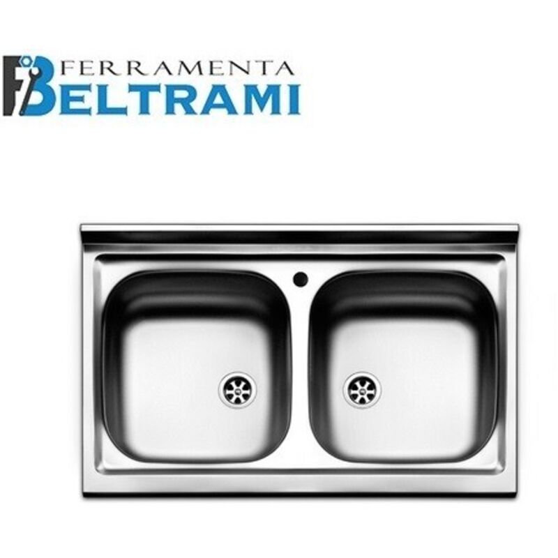 Lavello Appoggio Acciaio Inox 2 Vasche 80 Cm